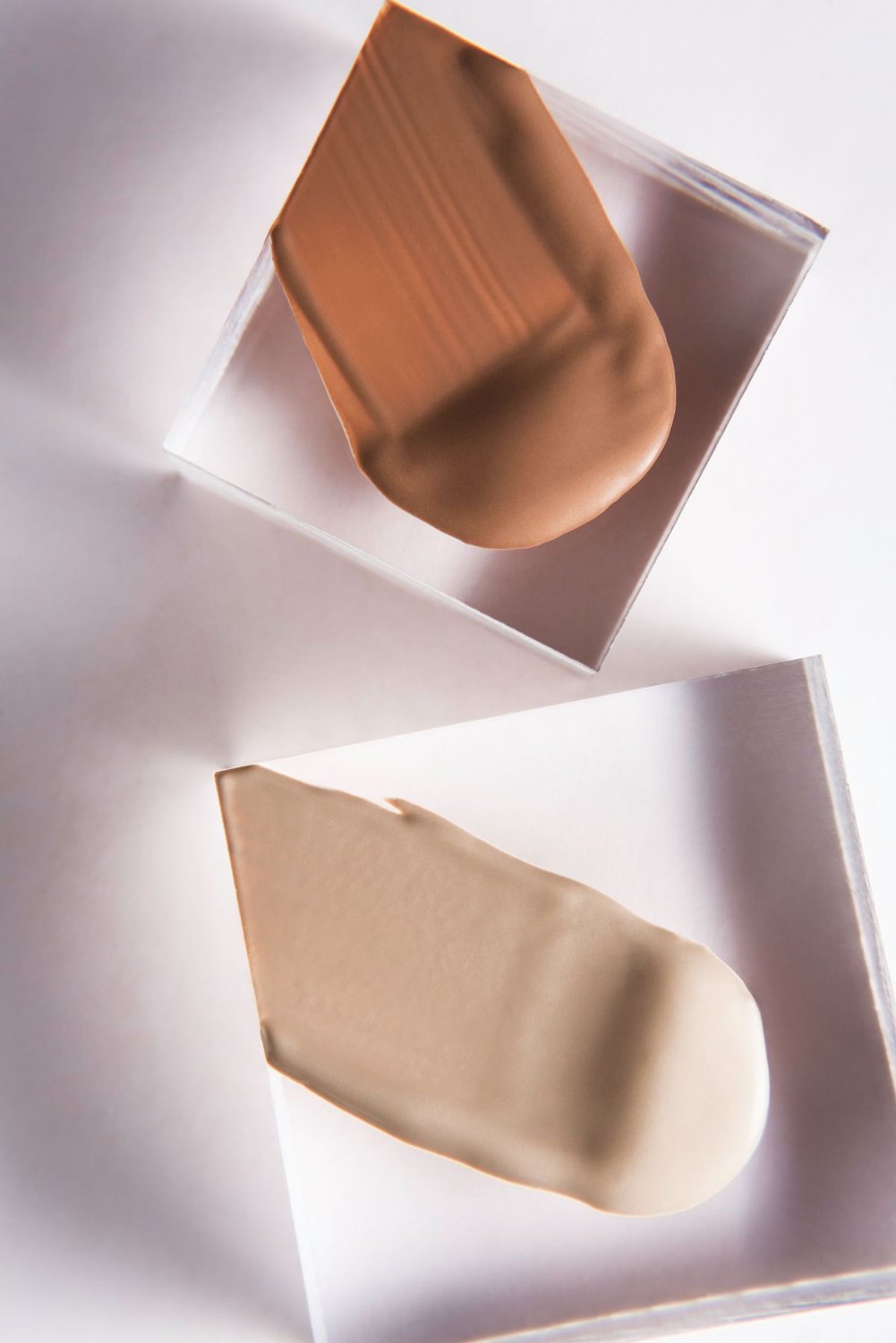 Two foundation colour swatches on a white background